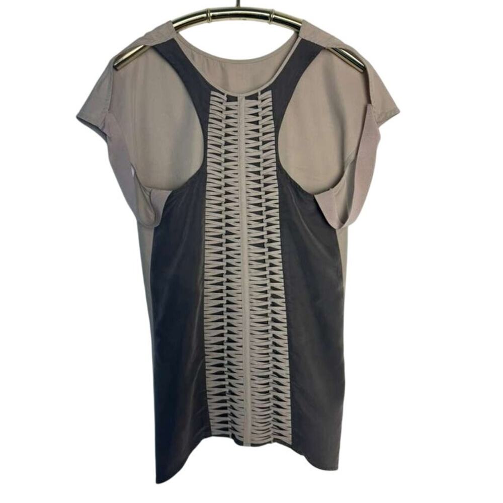 Sachin + Babi for Ankasa Woven Panel Top Womens Sz S Gray Beige Designer Hippie